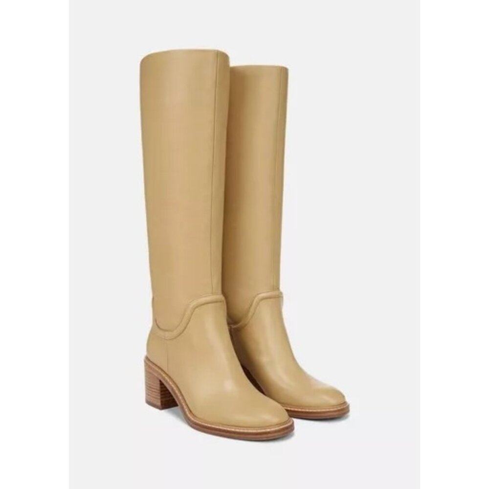 Vince Fabian beige leather riding Boots Size 6